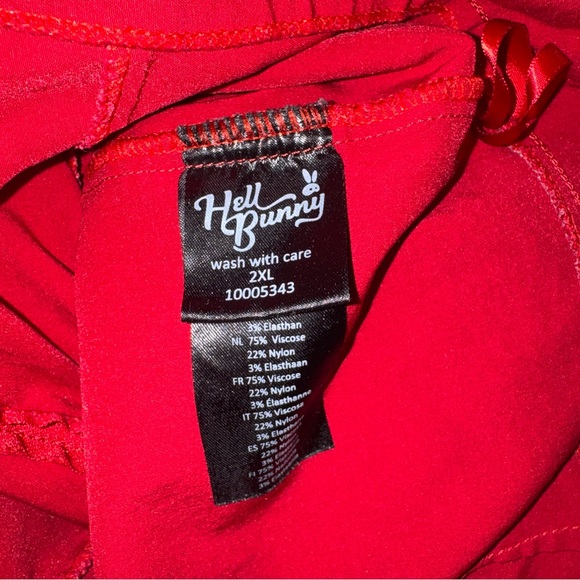 🔥 Hell Bunny Red Cigarette Pants 2XL UK 18 Rockabilly Pinup Goth - Picture 7 of 8